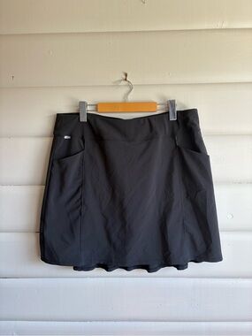 Nivo Golf Skort Black Pull-On Athletic Tennis Golf Skirt L Ruffle Back + Pockets